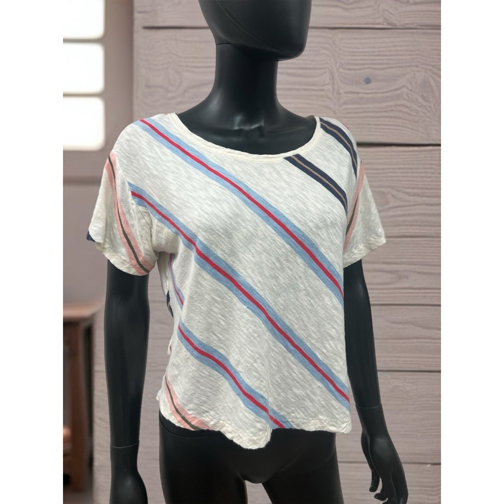 Lou & Grey Cropped Tee Striped Cotton Size S